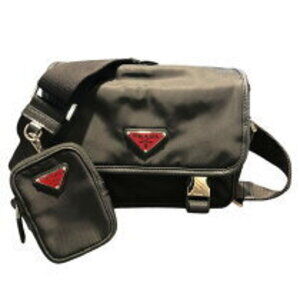 Prada Re Saffiano Leather Shoulder Bag Black